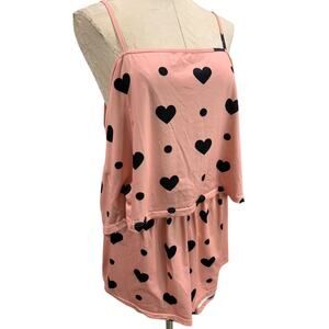 Size 4X Womens Soft Pajama Set Shorts Tank Pink Hearts
